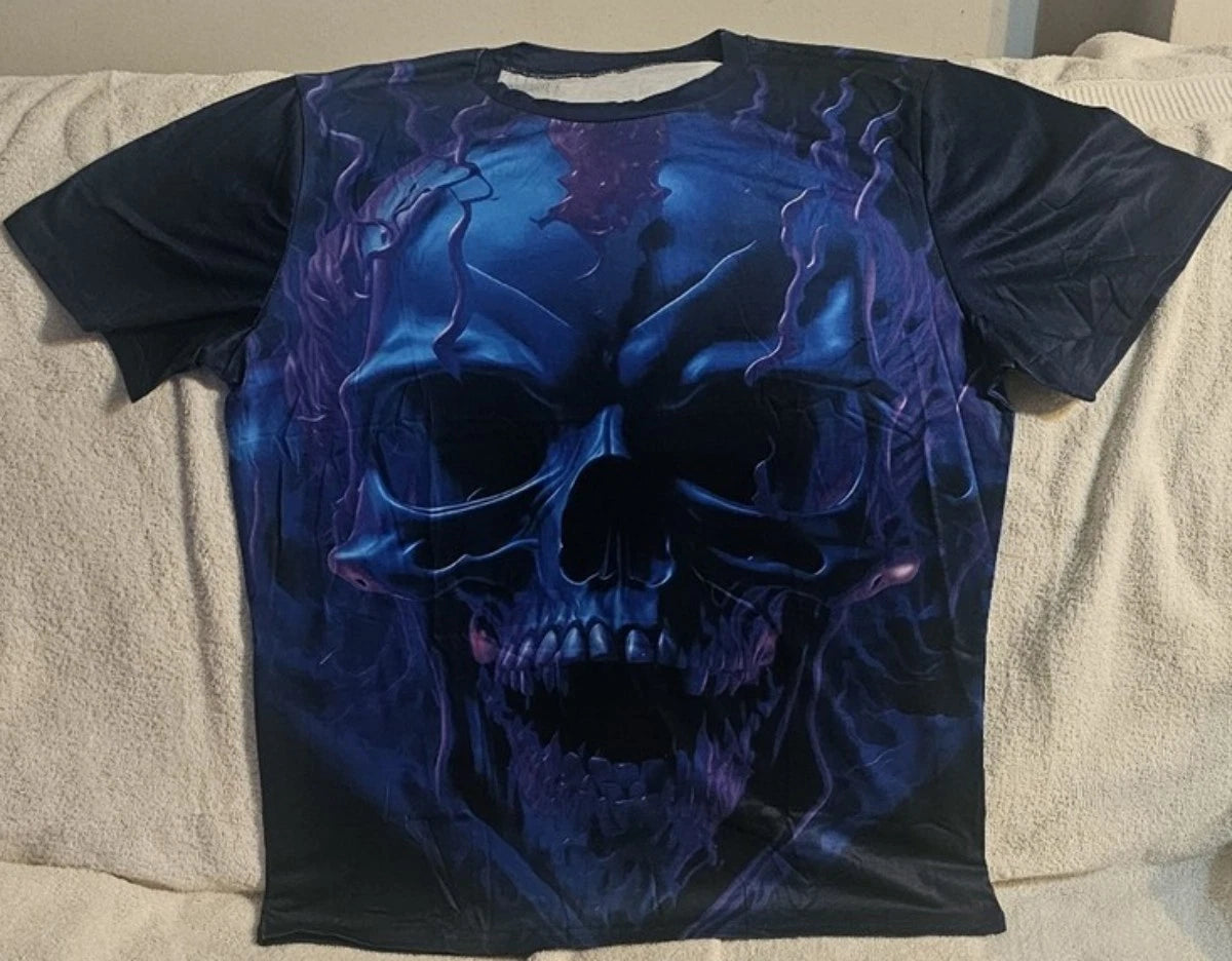 SKULL HORROR GOTHIC SCARY SKELETON ALL OVER PRINT T-SHIRT