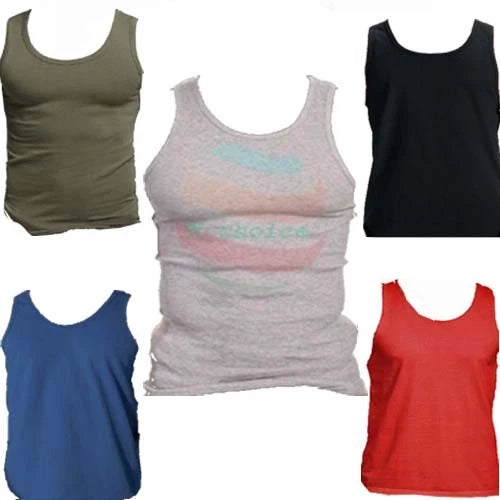 MENS VEST 100% Cotton Summer Tank Top Gym Training Plain & Fish net lot sizes
