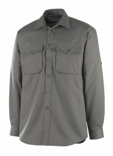 Mens Shirts Mascot Mesa Crossover Long Sleeve Collar Work Shirt - Grey