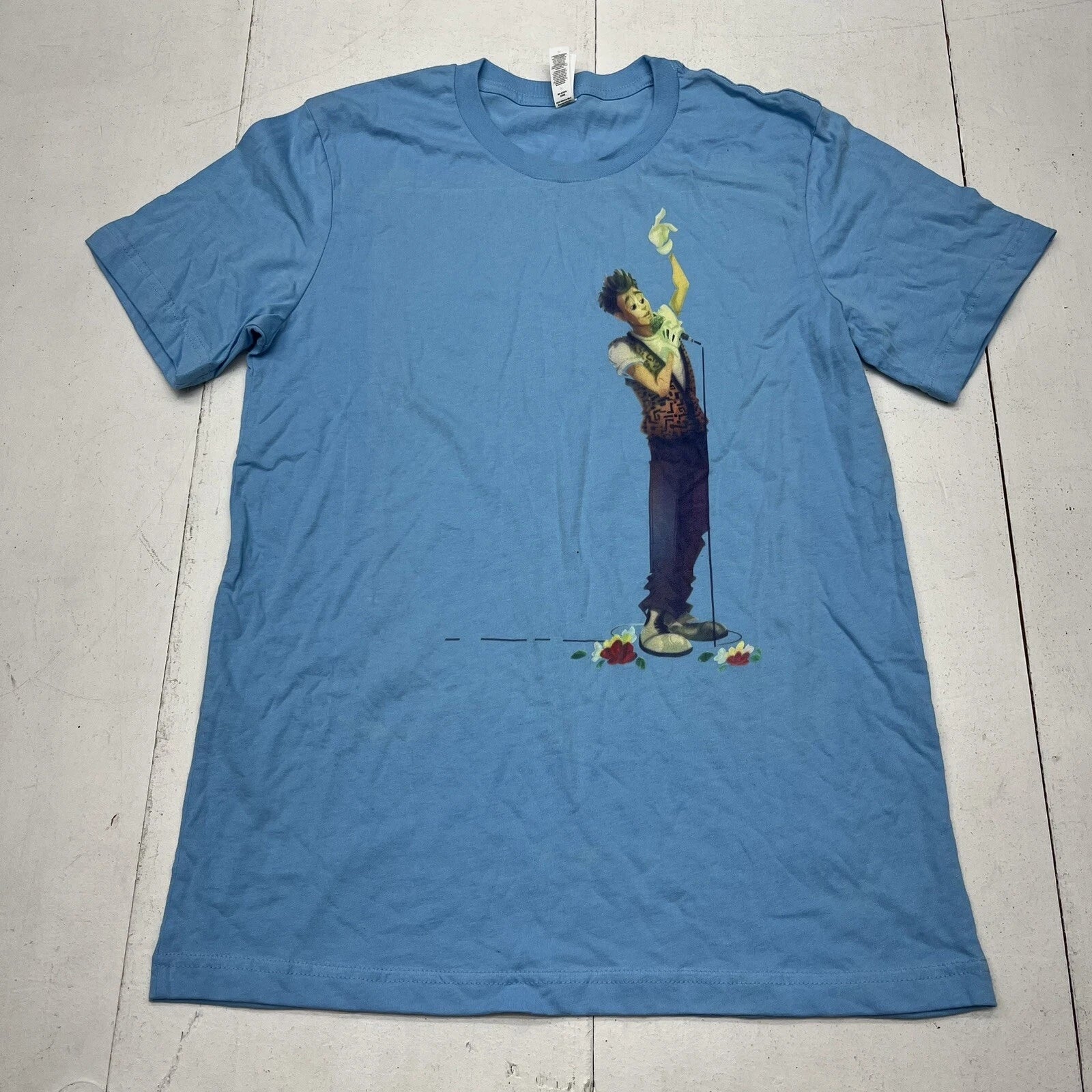 Custom Graphic Blue Singer Short Sleeve T-Shirt Men’s Size Medium NEW