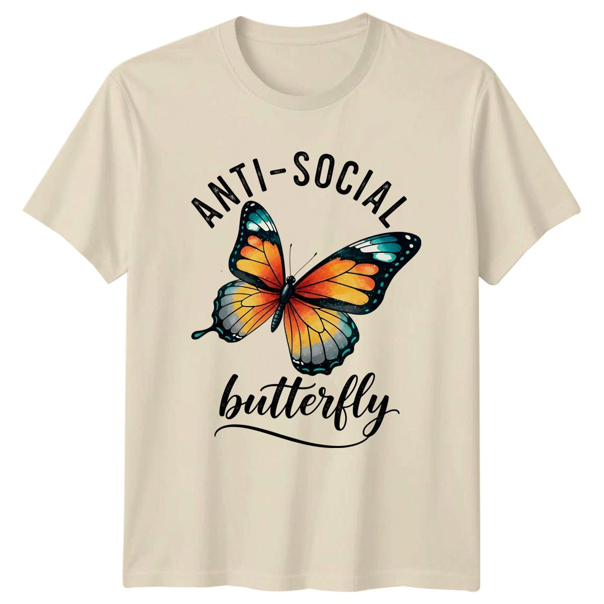 Anti-Social Butterfly Womens T-Shirt Social Anxiety Introvert Birthday Gift