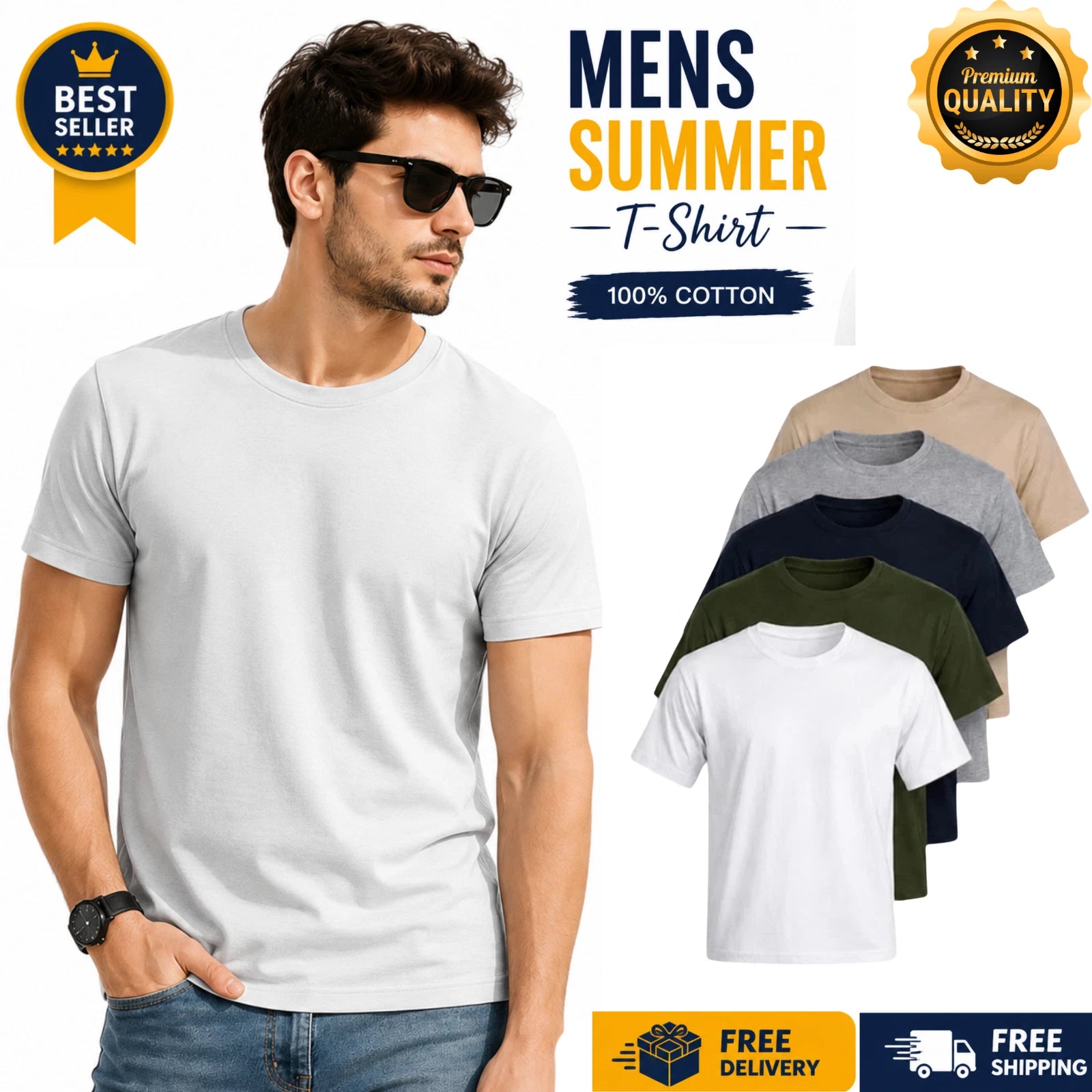 6 PACK MEN'S PLAIN 100% COTTON BLANK T SHIRT TEE'S T-SHIRTS LOT