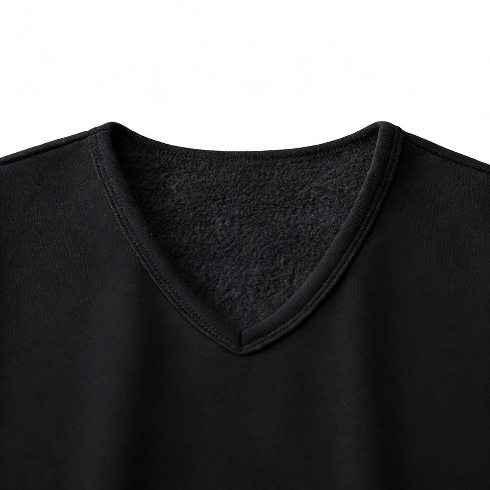 Slim Fit Mens Thickened V Neck Undershirt Half Sleeve Warm Casual Layer