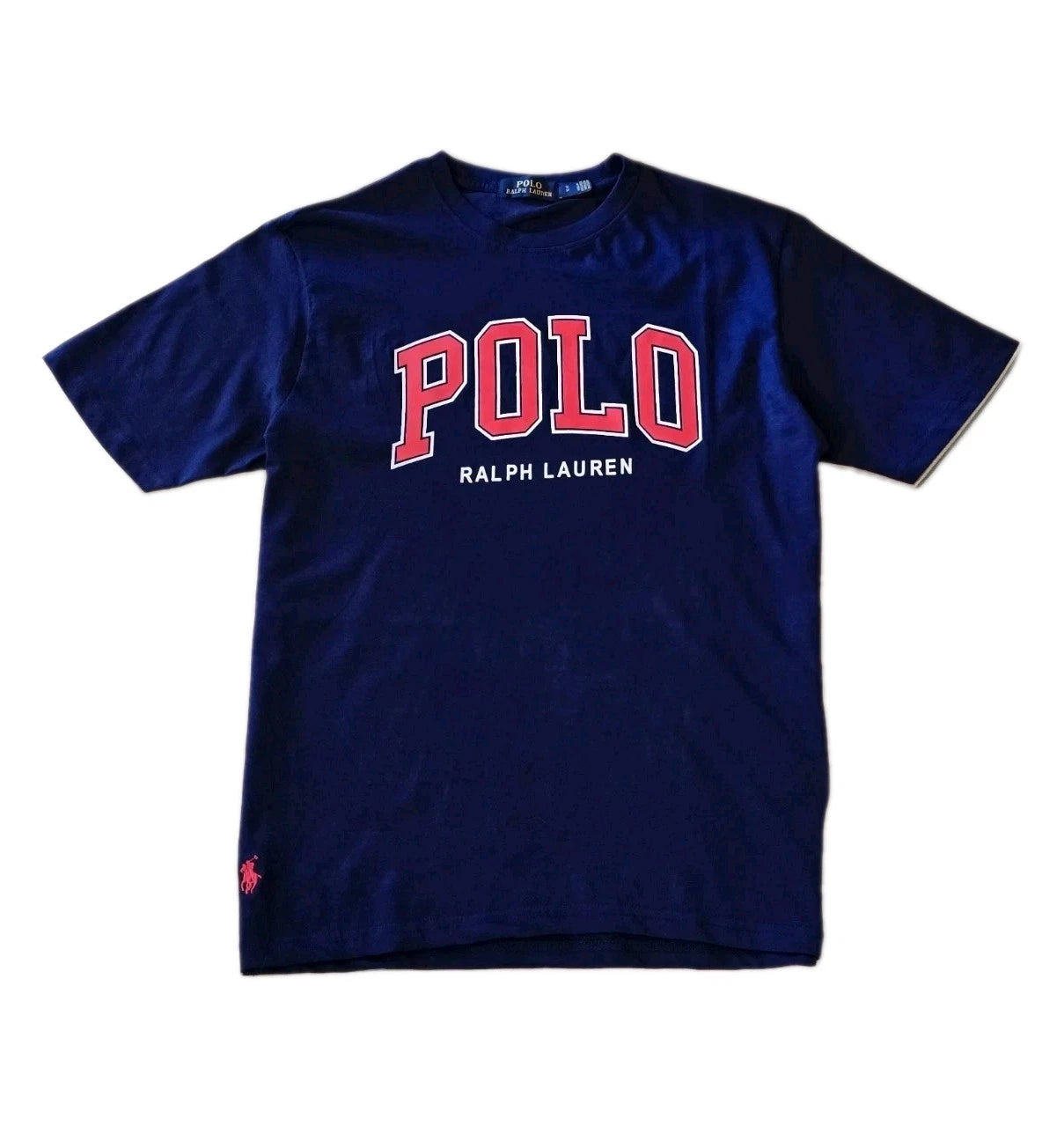 Polo Ralph Lauren Men's Custom Slim Fit T-Shirt Graphic Print Label Navy