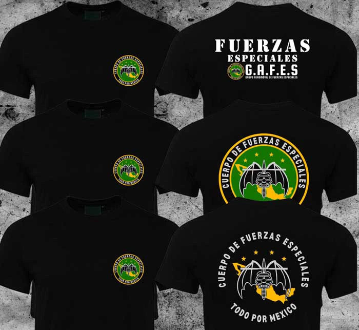 Mexico GAFEs Fuerzas Especiales Special Force Ops Army Military Black T-shirt HQ