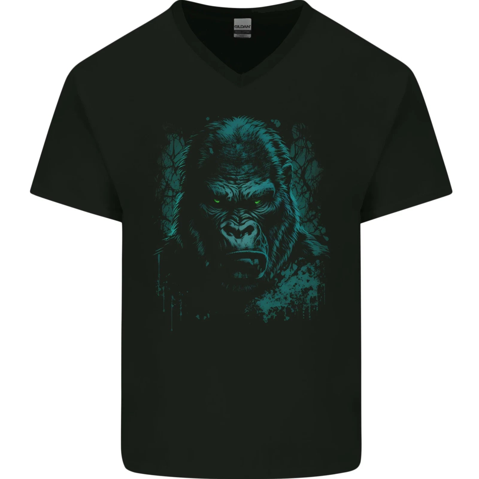 A Mean Gorilla Dark Style Mens V-Neck Cotton T-Shirt