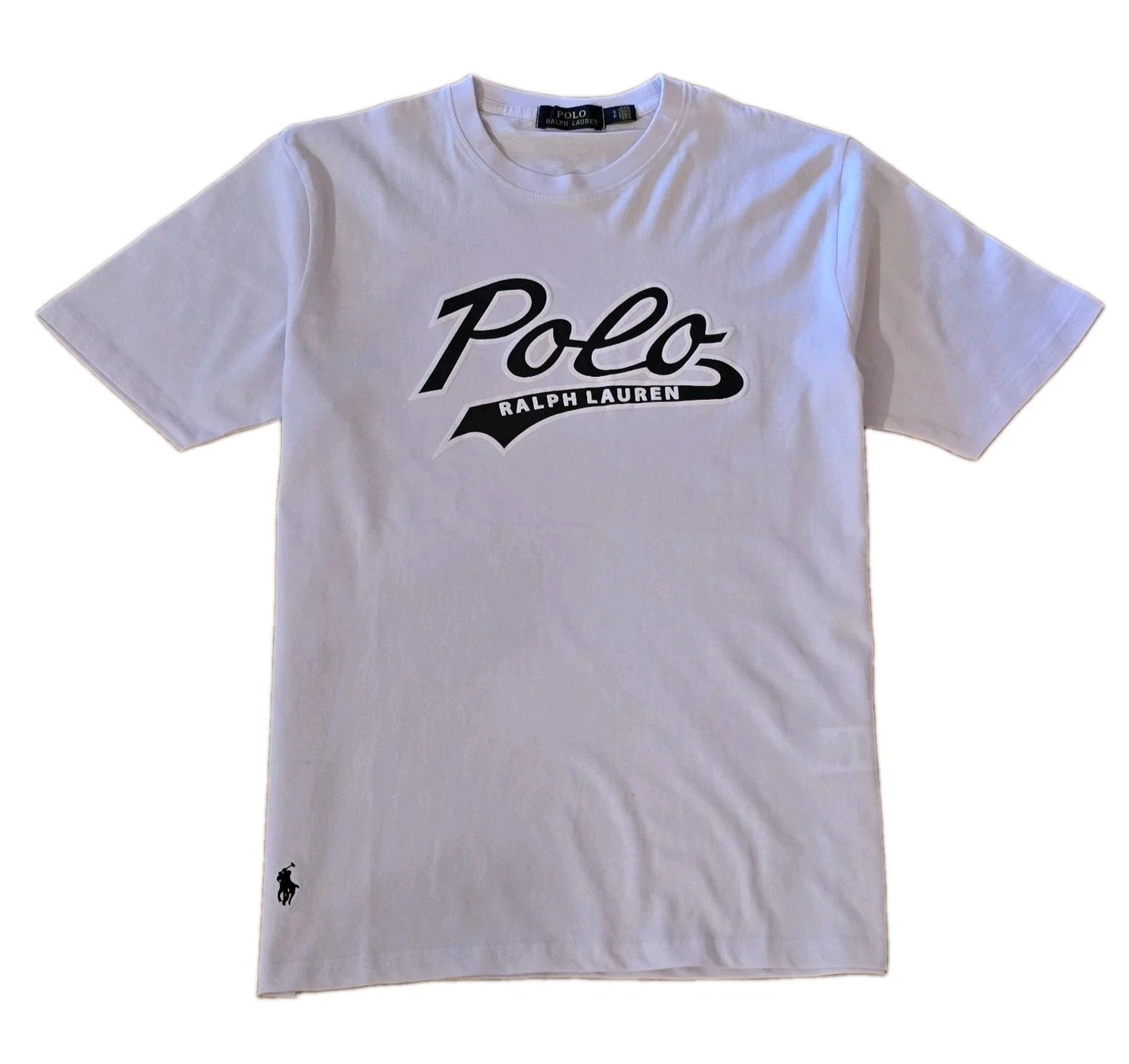 Polo Ralph Lauren Men's Custom Slim Fit T-Shirt Novelty Polo Swoosh Logo White