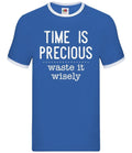 Time Is Precious, Waste It Wisely - Mens Ringer - Funny Slogan Gift Lazy