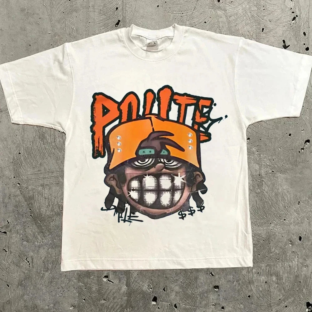 Cartoon Character Mens Y2K Graphic T Shirt Streetwear Cotton Tee S-3XL