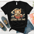 Eating For Two Ramen Cat Funny Pregnancy Announcement Tee, Kawaii Noodle Kitten
