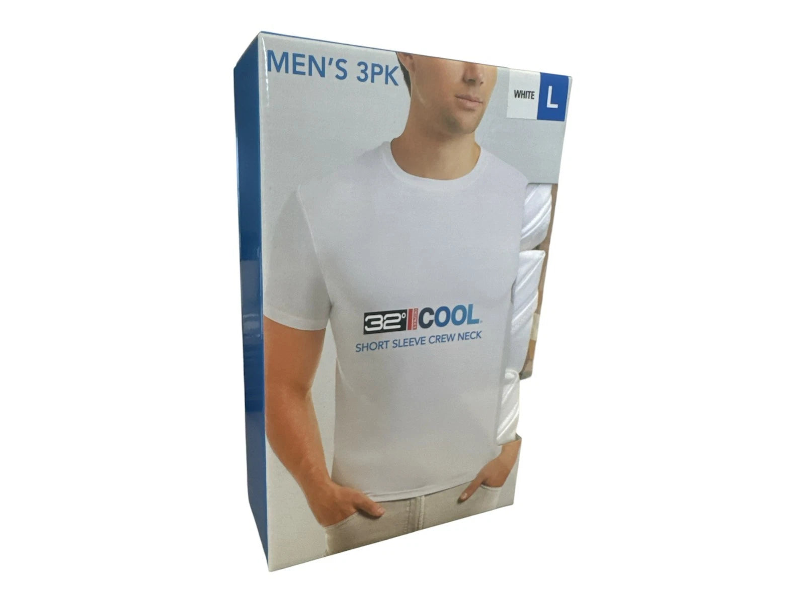Undershirt Tees Men 3 Pack 32 Degrees CREW Neck Short Sleev White L,XXL New Gift