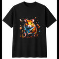 Fantasy Art Hamster Shattered Cute Mens T-Shirt Black 100% Cotton Graphic Tee