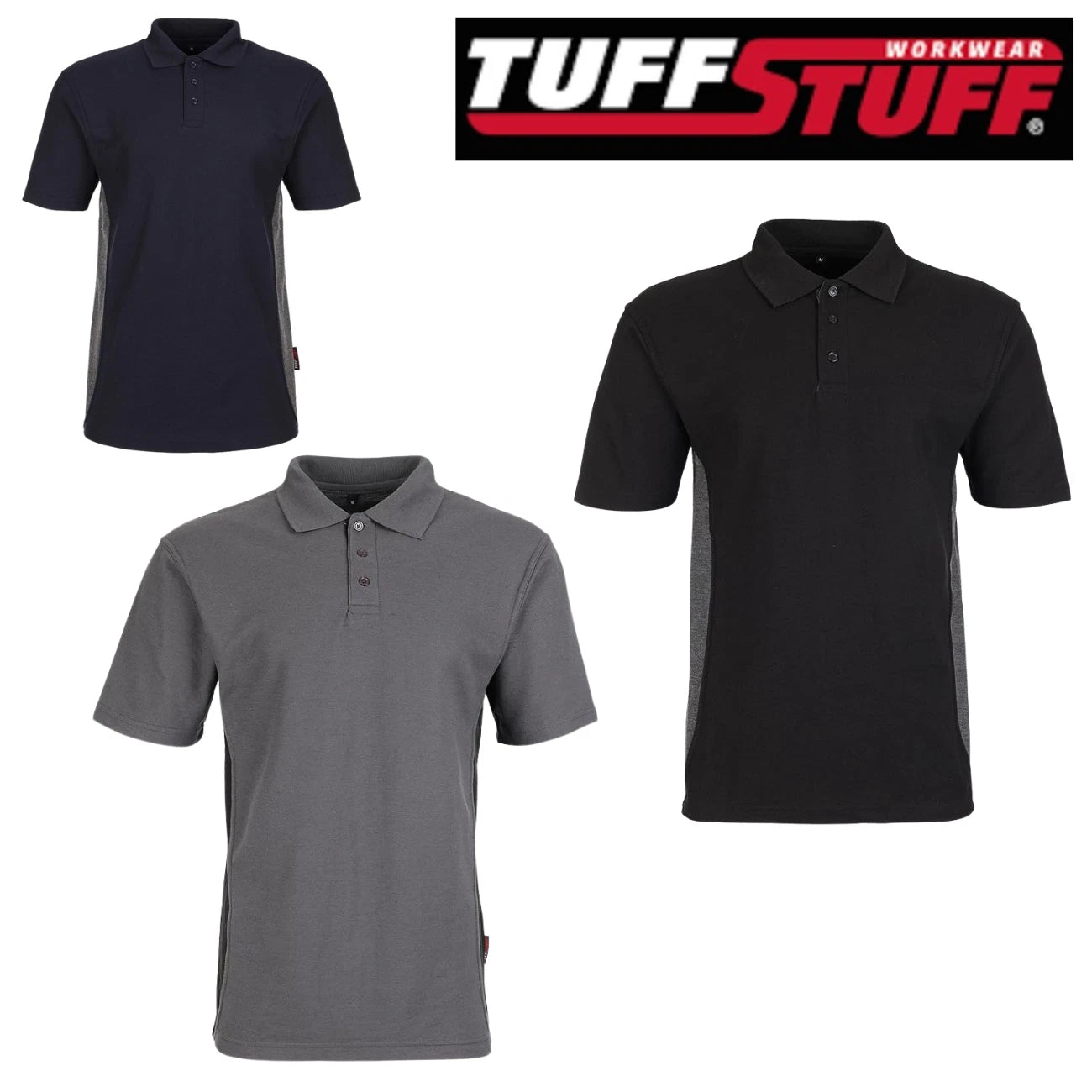 TuffStuff Polo Shirt Pro Work Top Mens Workwear Cotton Blend Casual Lightweight