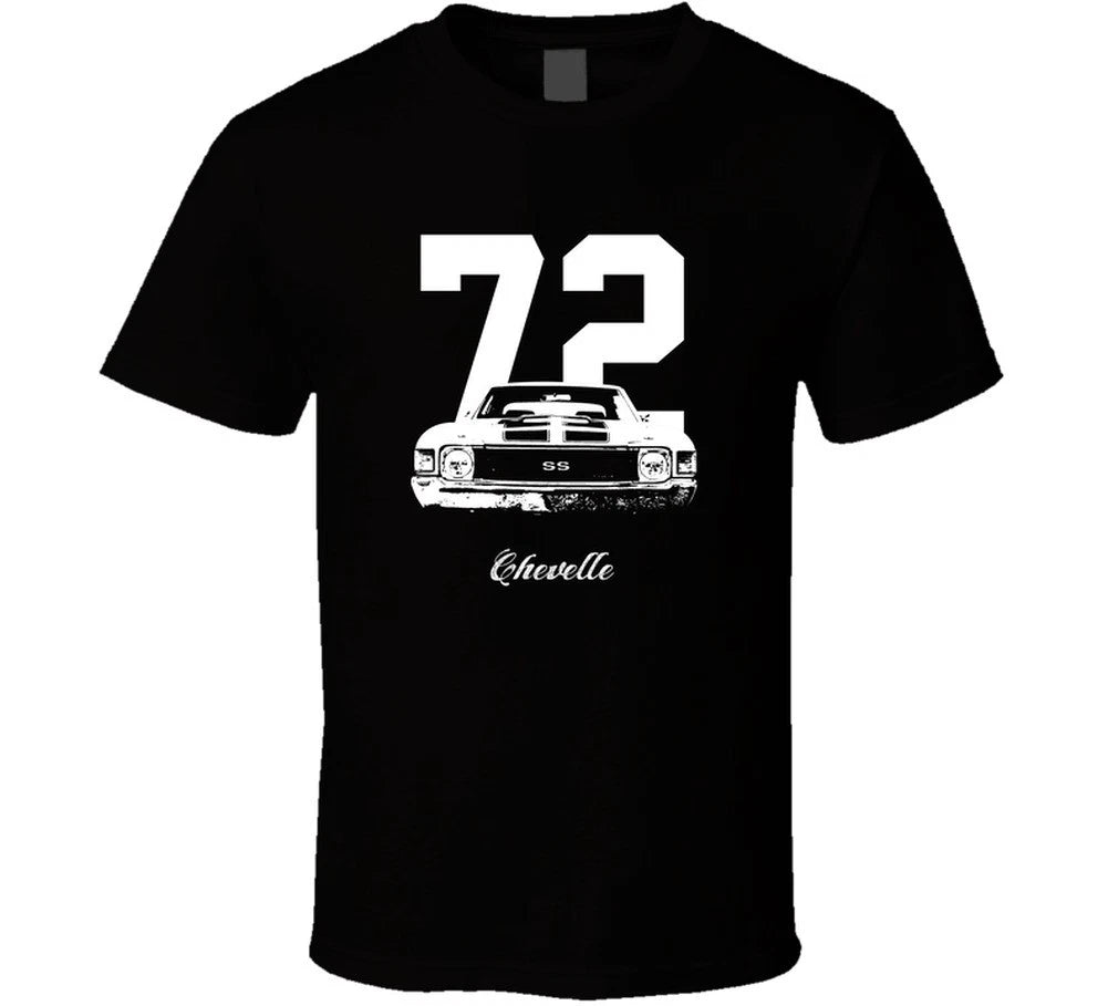 1972 Chevelle Grill View With Year And Model Name Black Black T Shirt