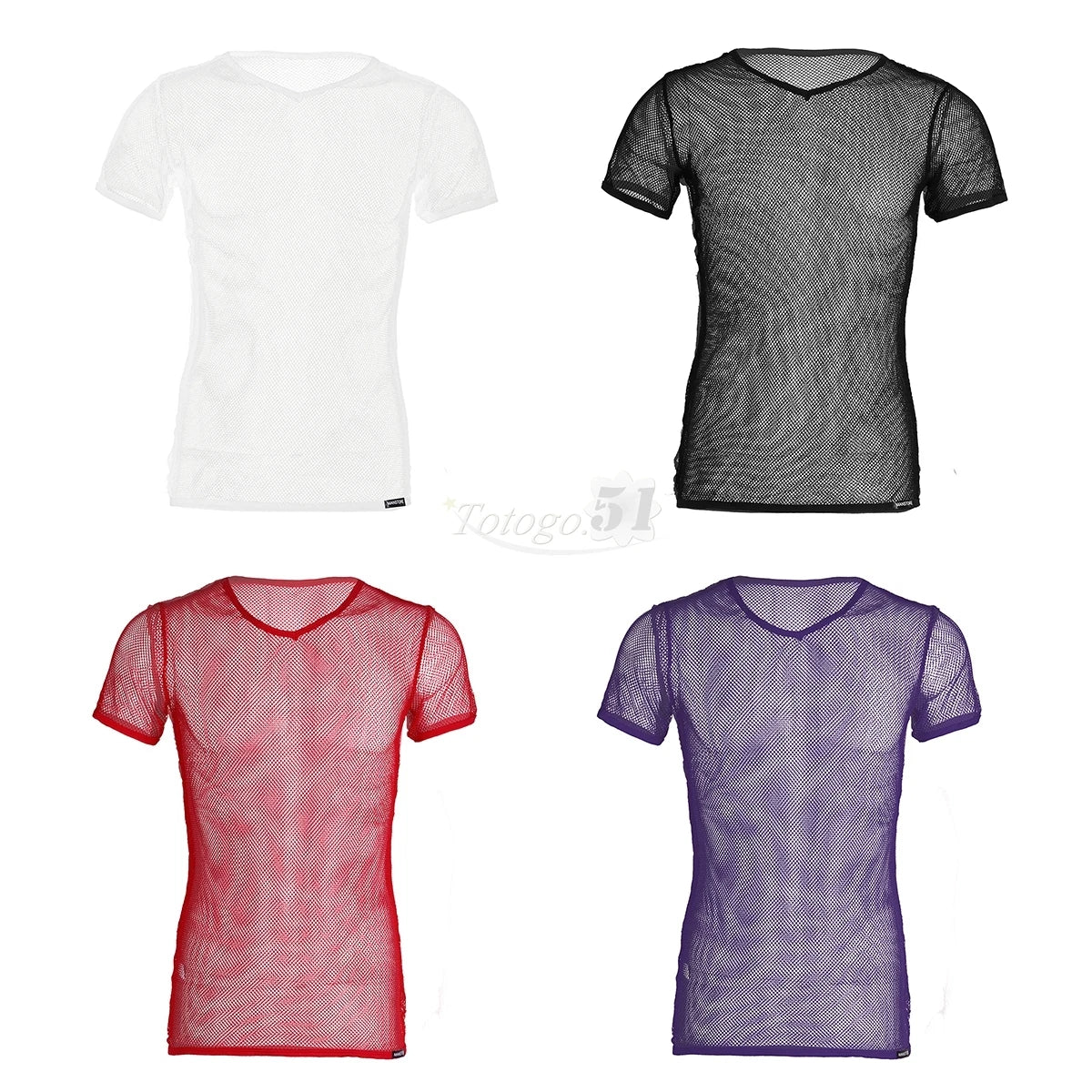 Men Sheer Mesh T-shirt Tops Fitness Muscle Short Sleeve Tank Vest Undershirts