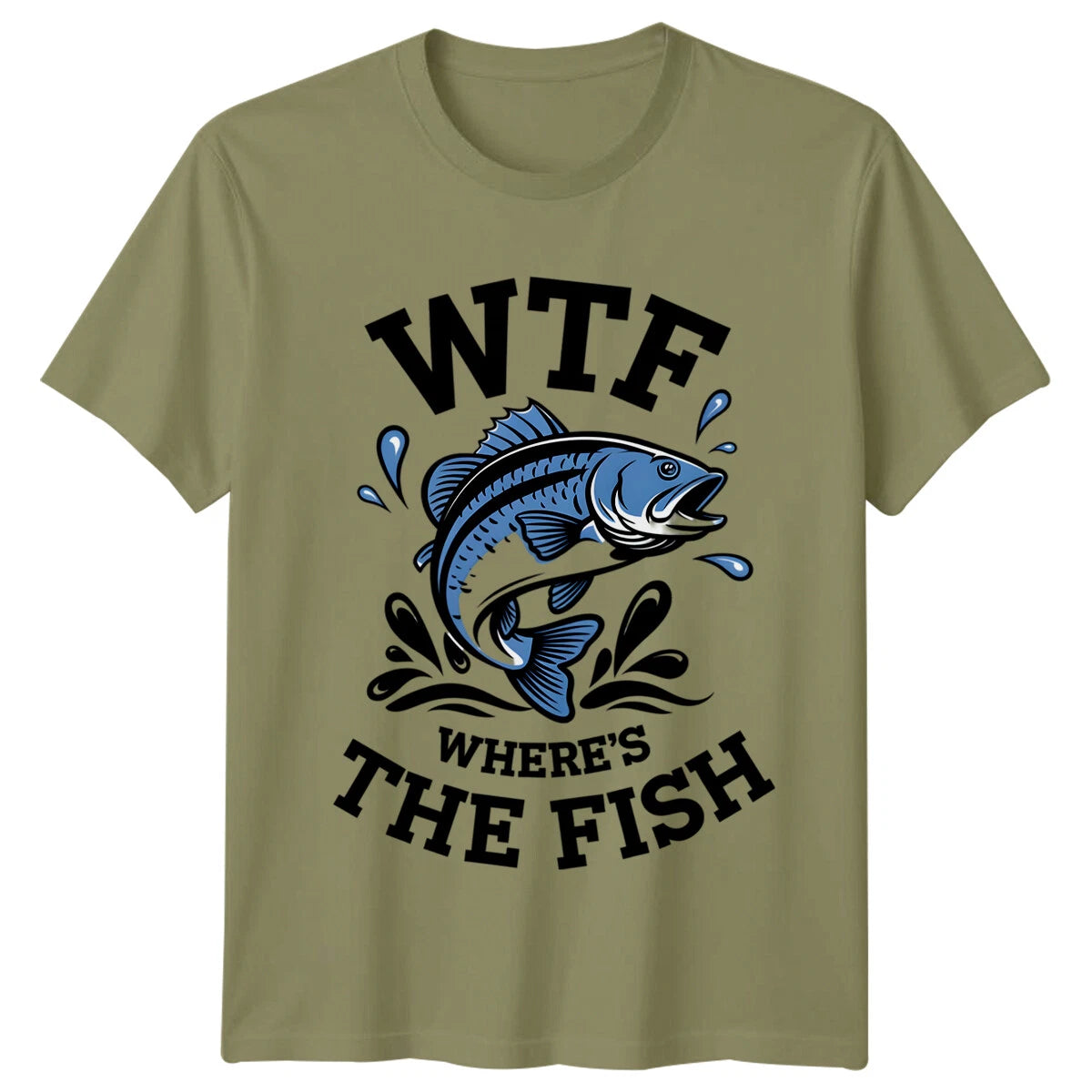 WTF Wheres The Fish Bass Fishing Mens T-Shirt Funny Graphic Tee