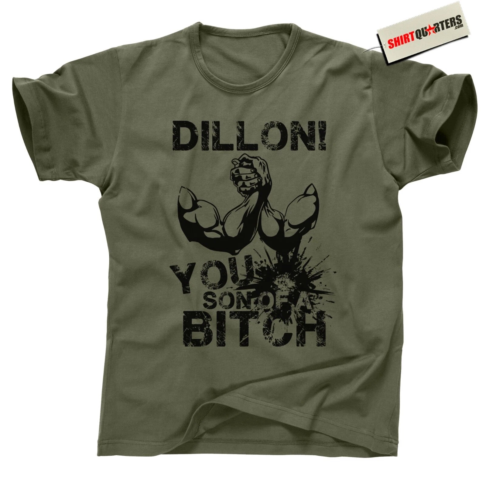Dillon Handshake Shirt 80s Jungle Action Muscle Tee You Son of a Biceps Arnold