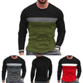 Mens loose fit long sleeve tshirt colorblocked roundneck for all seasons