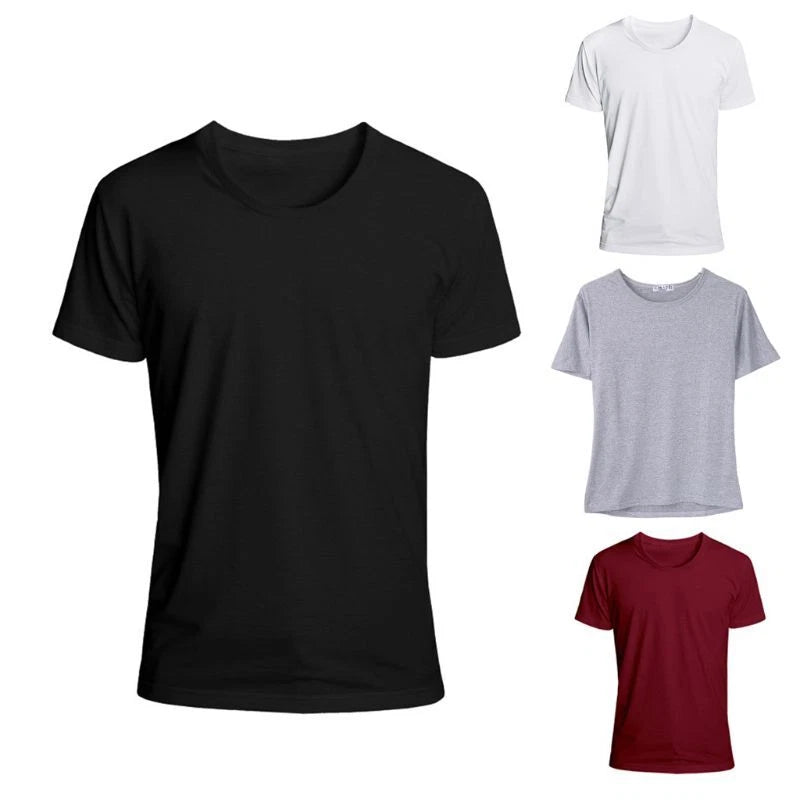 Men s Oversized Thick Round Neck T-shirt Summer Short Sleeved T-shirt