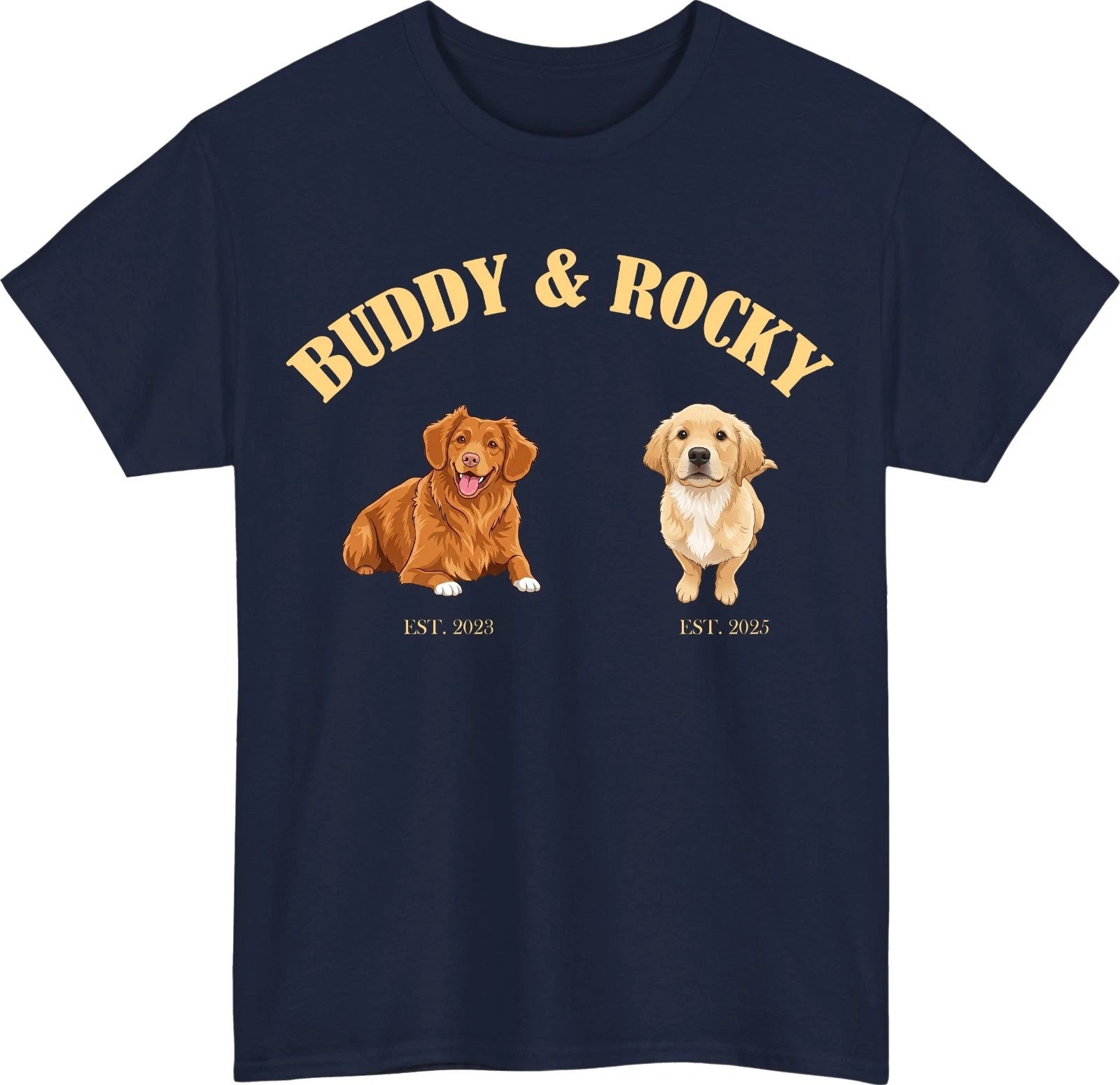 Personalized Dog Mom And Pet T-Shirt - Custom Portrait Photos Names Est Year Tee