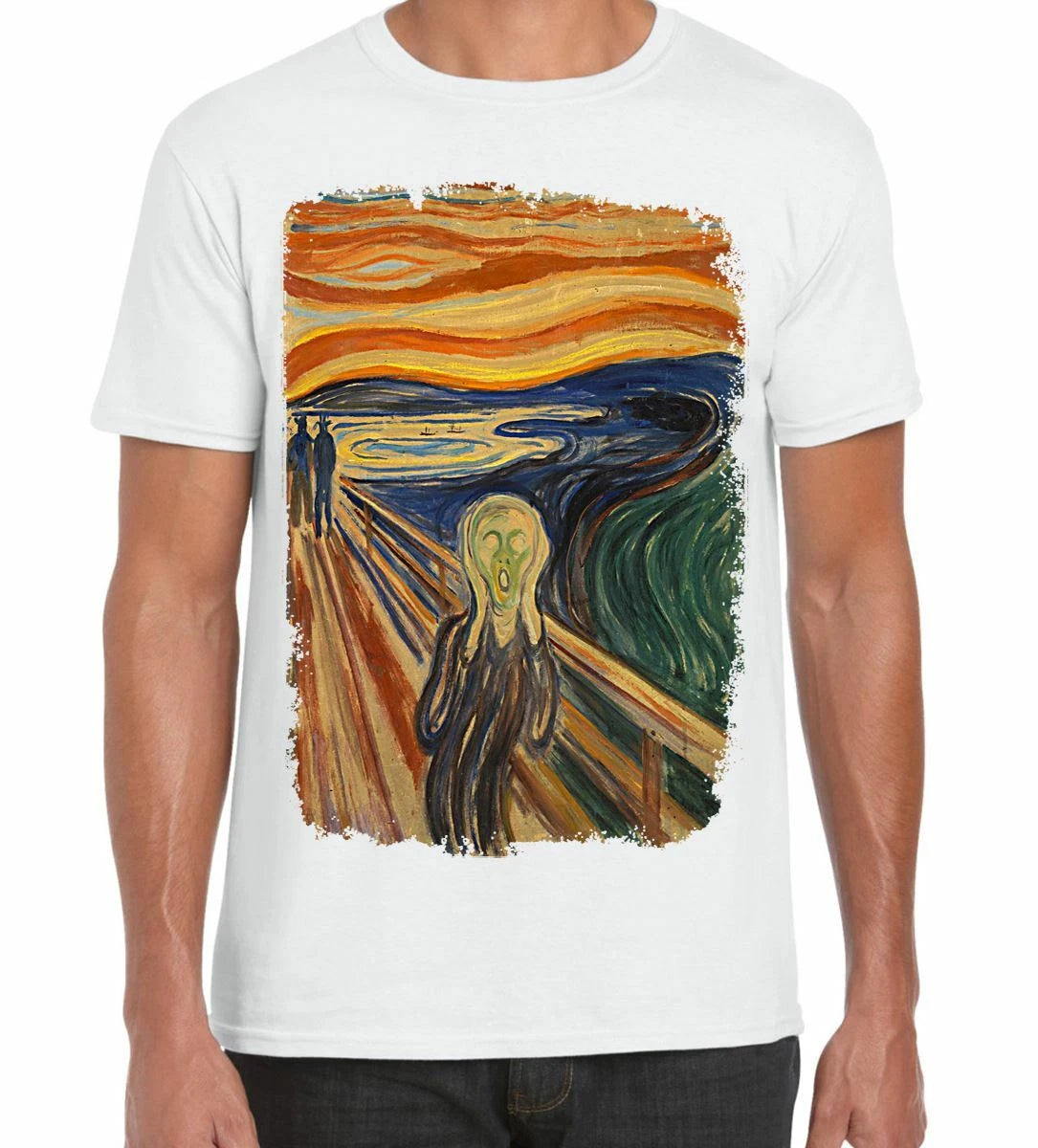Edvard Munch The Scream Large Print Men's T-Shirt - Fine Art Design