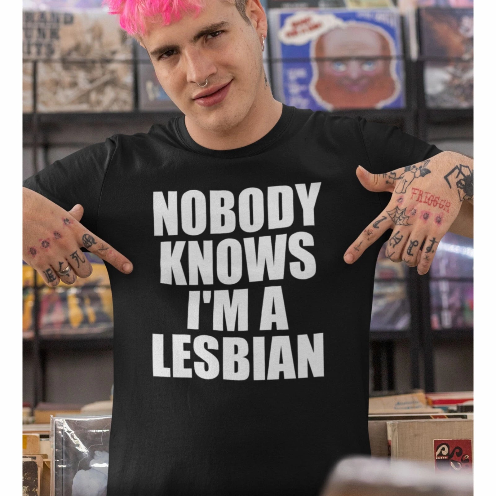 Nobody Knows I'm A Lesbian T-Shirt Short Sleeve Pure Cotton Feminist Unisex Tee