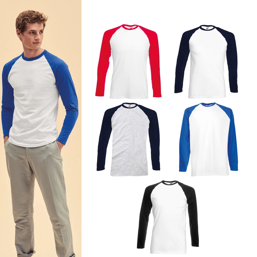 Fruit of the Loom Long sleeve baseball T 61-028-0 - Mens T-Shirt, 100% Cotton