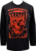 MENS LONG SLEEVE TOP THE CRAMPS HALLOWEEN SKULL FLAMES PSYCHOBILLY GIG FLYER 80s