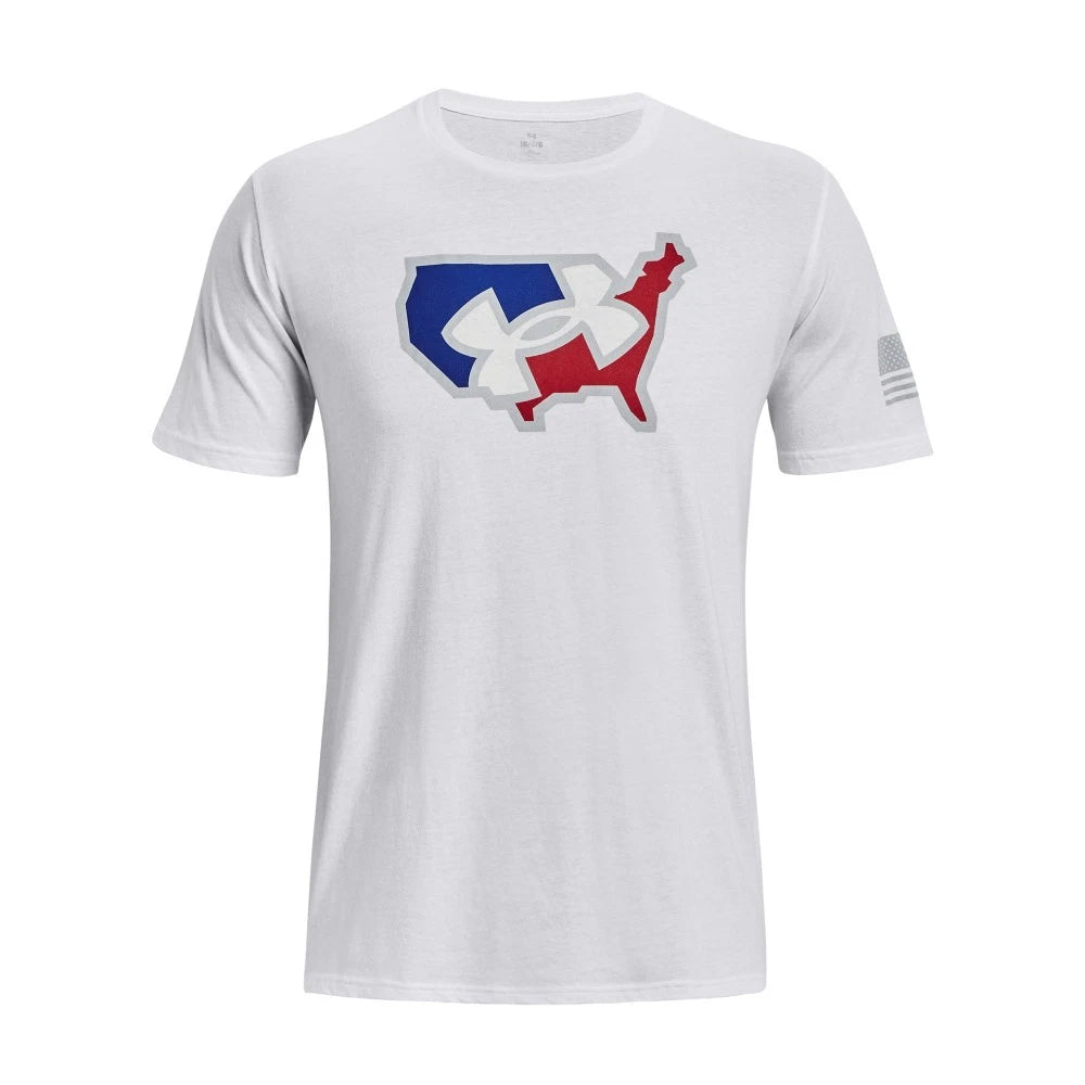 Under Armour 1379221 Men's UA Freedom Big Flag Logo Lockup T-Shirt, White, Large