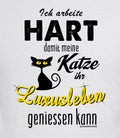 Mens Beige Graphic T-Shirt Hard Work For Cat Luxury Life Funny Quote
