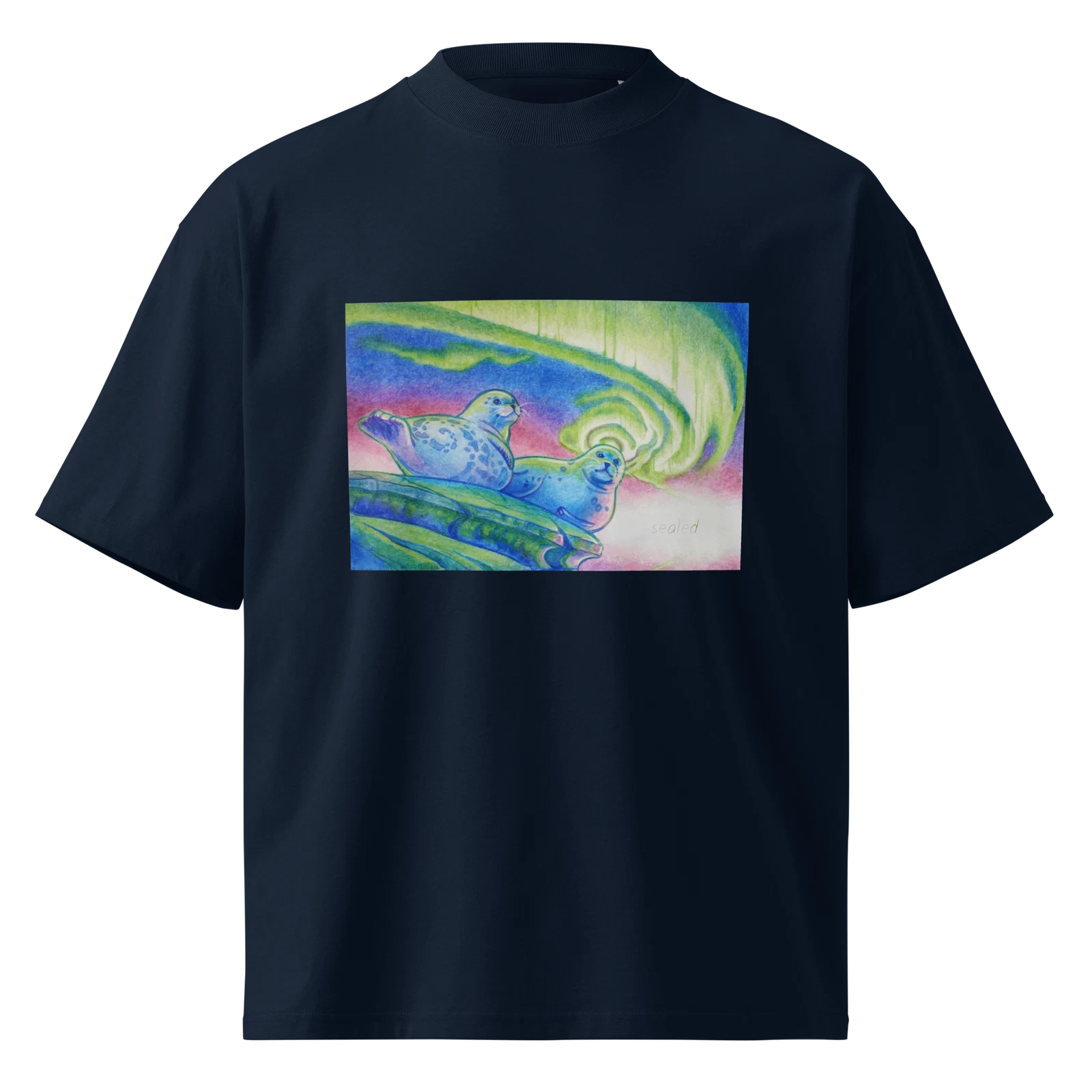 "Sealed" Unisex Organic Oversized High Neck T-Shirt