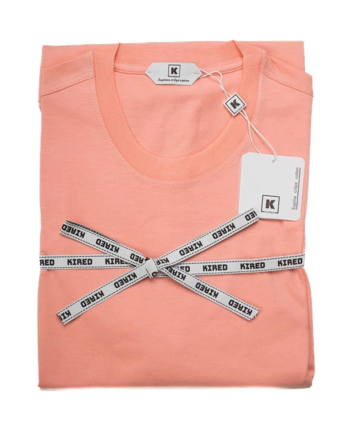 Kired by Kiton Coral Orange Supima Crepe Cotton Short Sleeve T-Shirt S (48 IT)