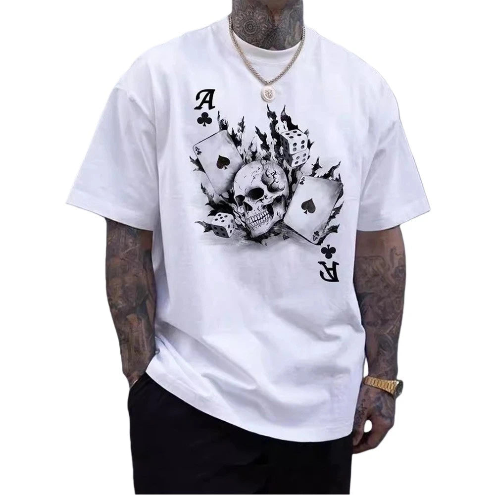 Mens Street Style Printed Tshirt Loose Fit Short Sleeve For Daily Vacation