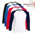 Mans Long Sleeve T shirt Raglan Baseball Tee Top 100% Cotton Men Long Sleeve UK.