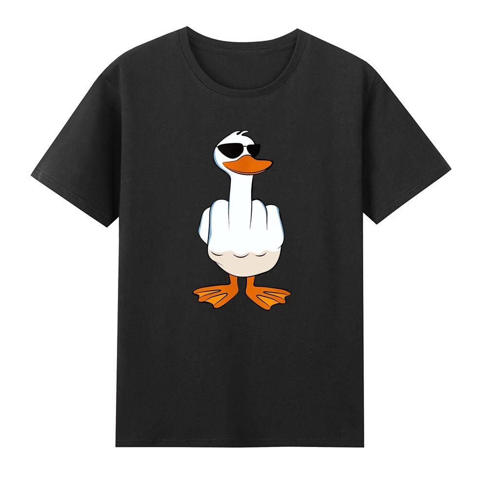 I Dont Give A Duck Middle Finger Funny Rude Duck With Glasses Grpahic T-Shirt