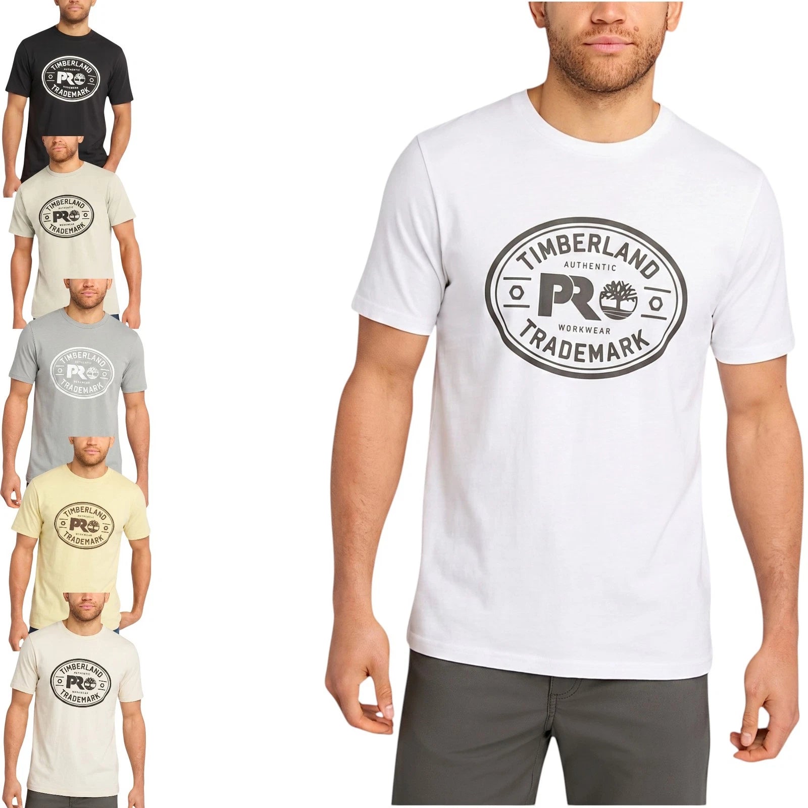 Timberland Pro Trademark Mens Classic Logo T Shirts Summer Crew Neck Top NEW