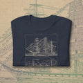 Vintage Naval Ship Blueprint T Shirt Nautical Sailing Diagram Graphic Tee