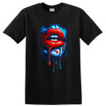 Lips Dripping Red Blue Urban Streetwear T Shirt Graphic Tee Fashion Art