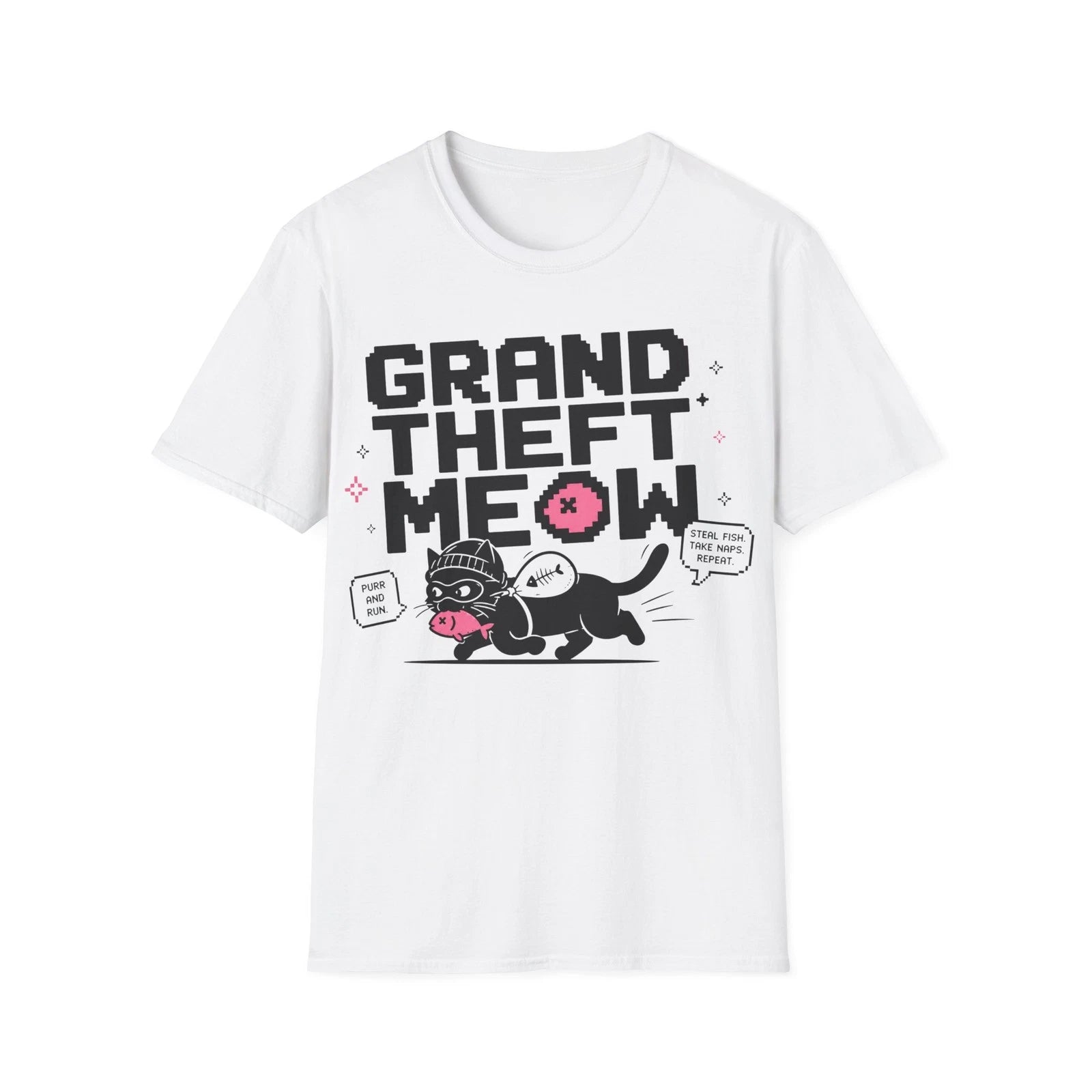 Grand Theft Meow T-Shirt | Retro Pixel Cat Design| Cat Lover Gift |