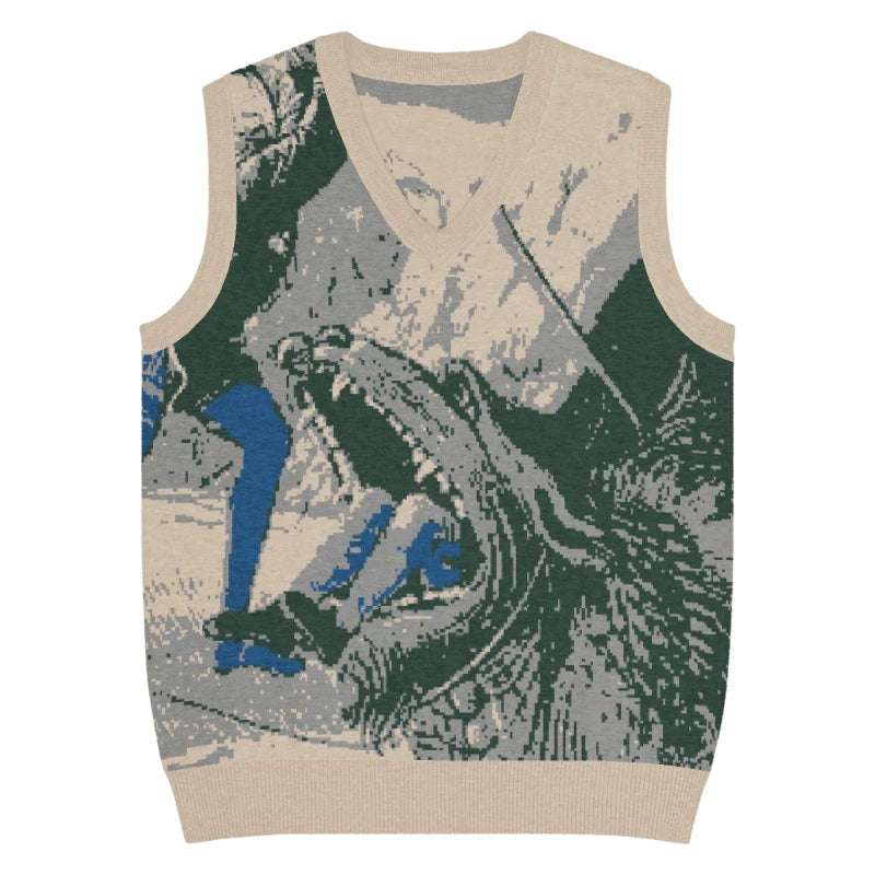 Knit V-neck rat knight renaissance street fashion indie vest