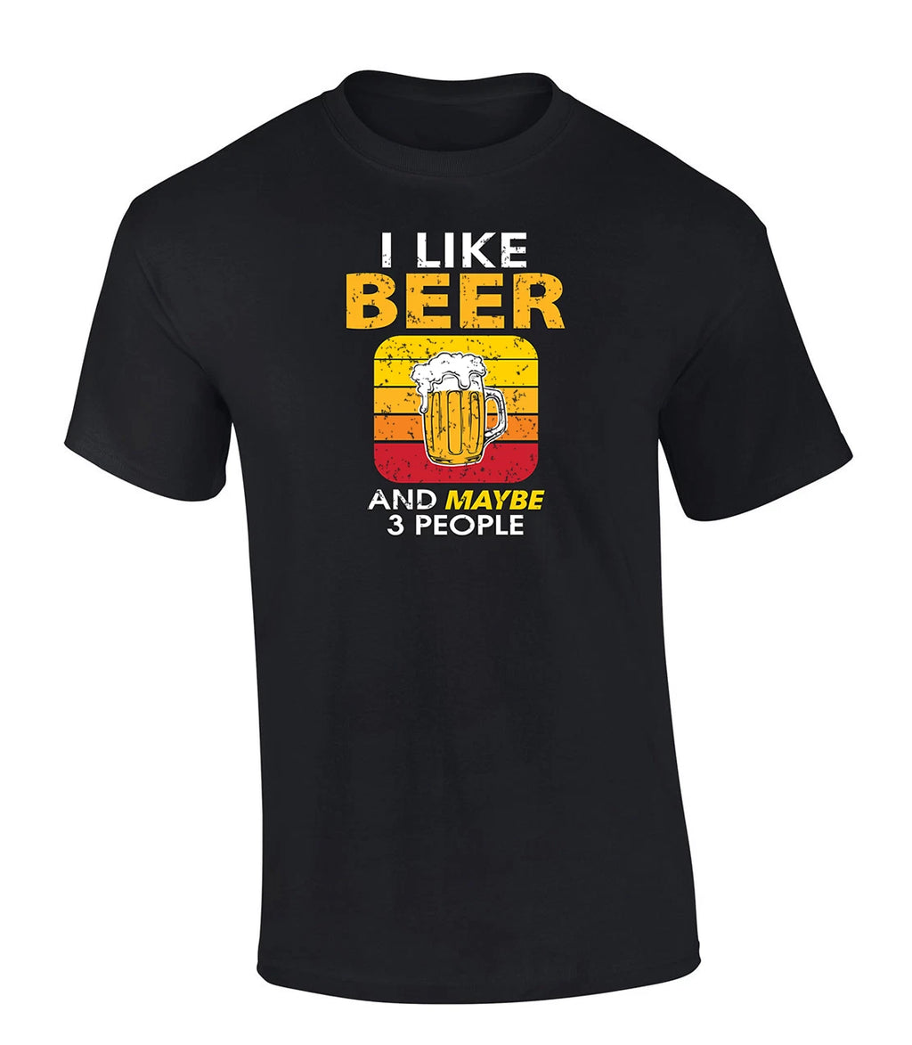Trenz Shirt Company I like Beer And Maybe 3 People Mens Funny Short-Sleeve