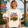 Low Battery Sloth Funny T Shirt, Cute Sleepy Sloth Graphic Tee, Relaxed