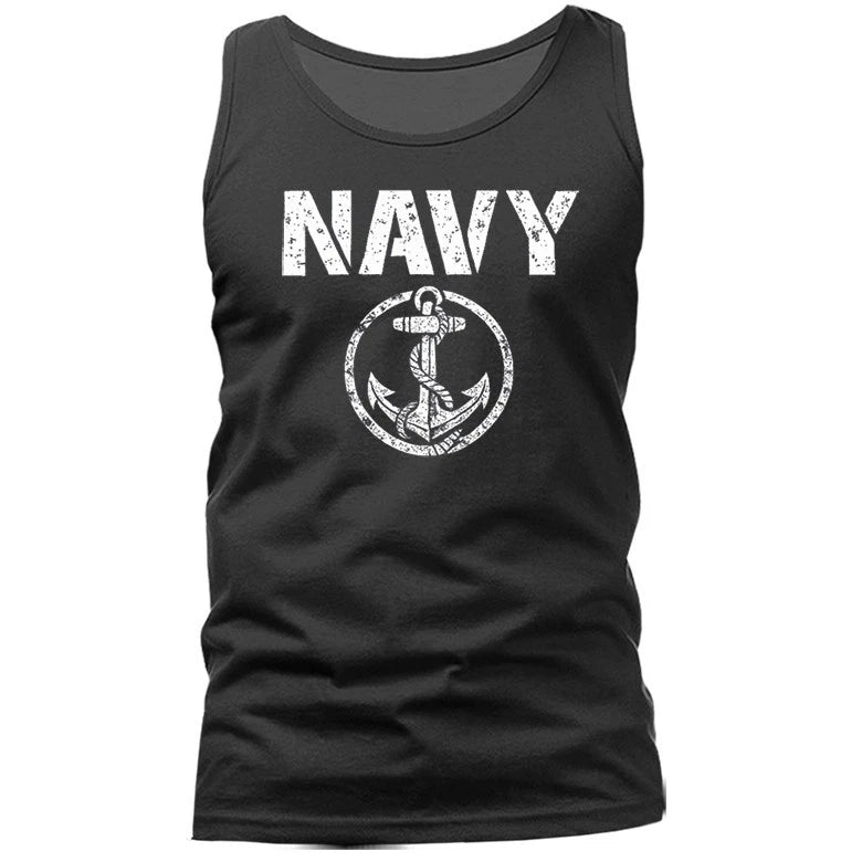Navy Military Patriotic US Flag Veteran Graphic Tank Top