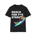 Cool anime graphic tee anime space reach for the stars colorful unique tshirt