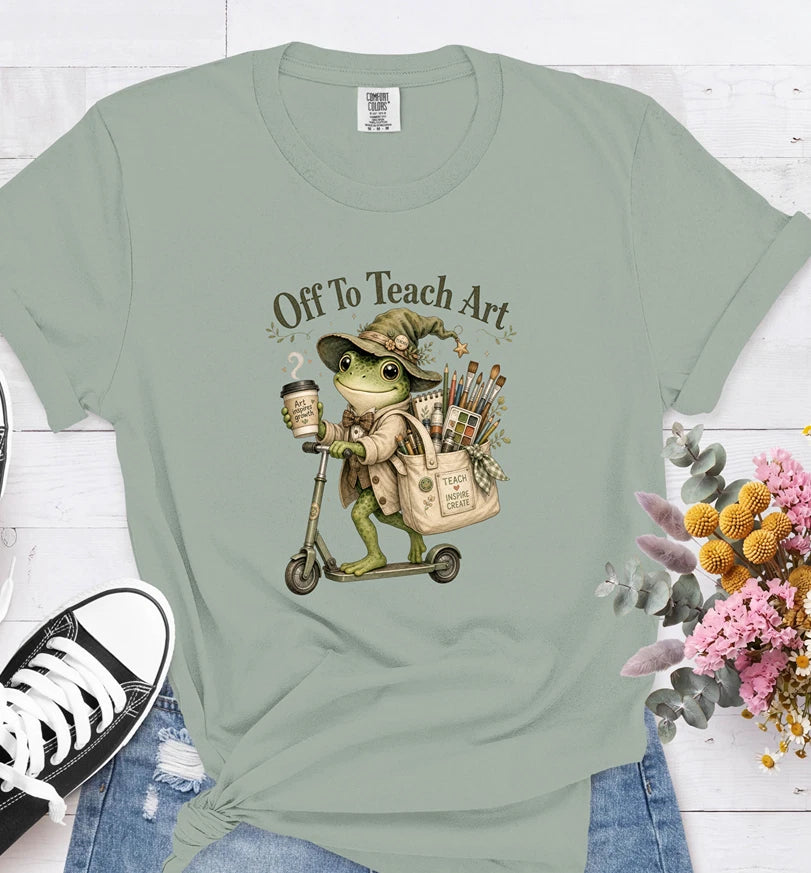 Off to Teach Art Shirt, Frog Art Teacher Tee, Art Educator Top, Back to School