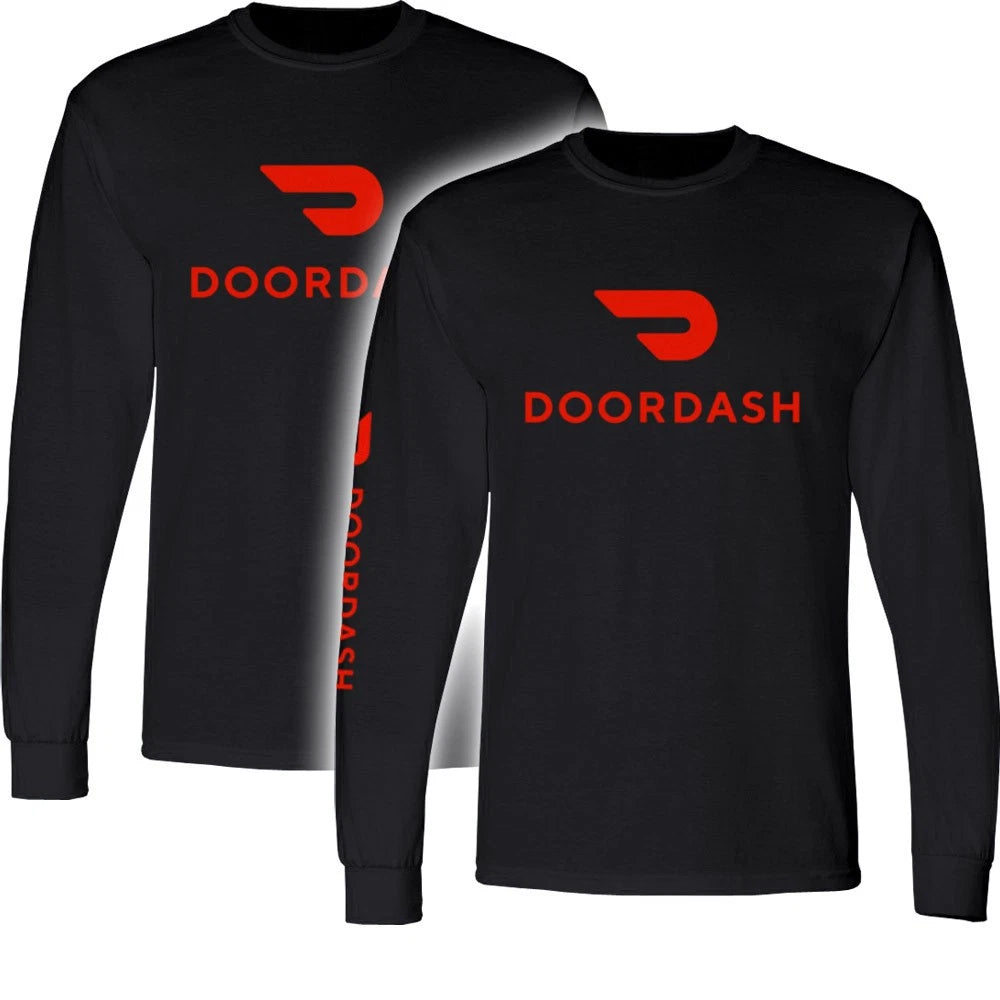 DoorDash Long Sleeve T-Shirt Door Dash Delivery Food Service Driver Car GWR01