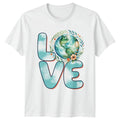 Love Earth Day T-Shirt Watercolor Globe Floral Save The Planet Tee