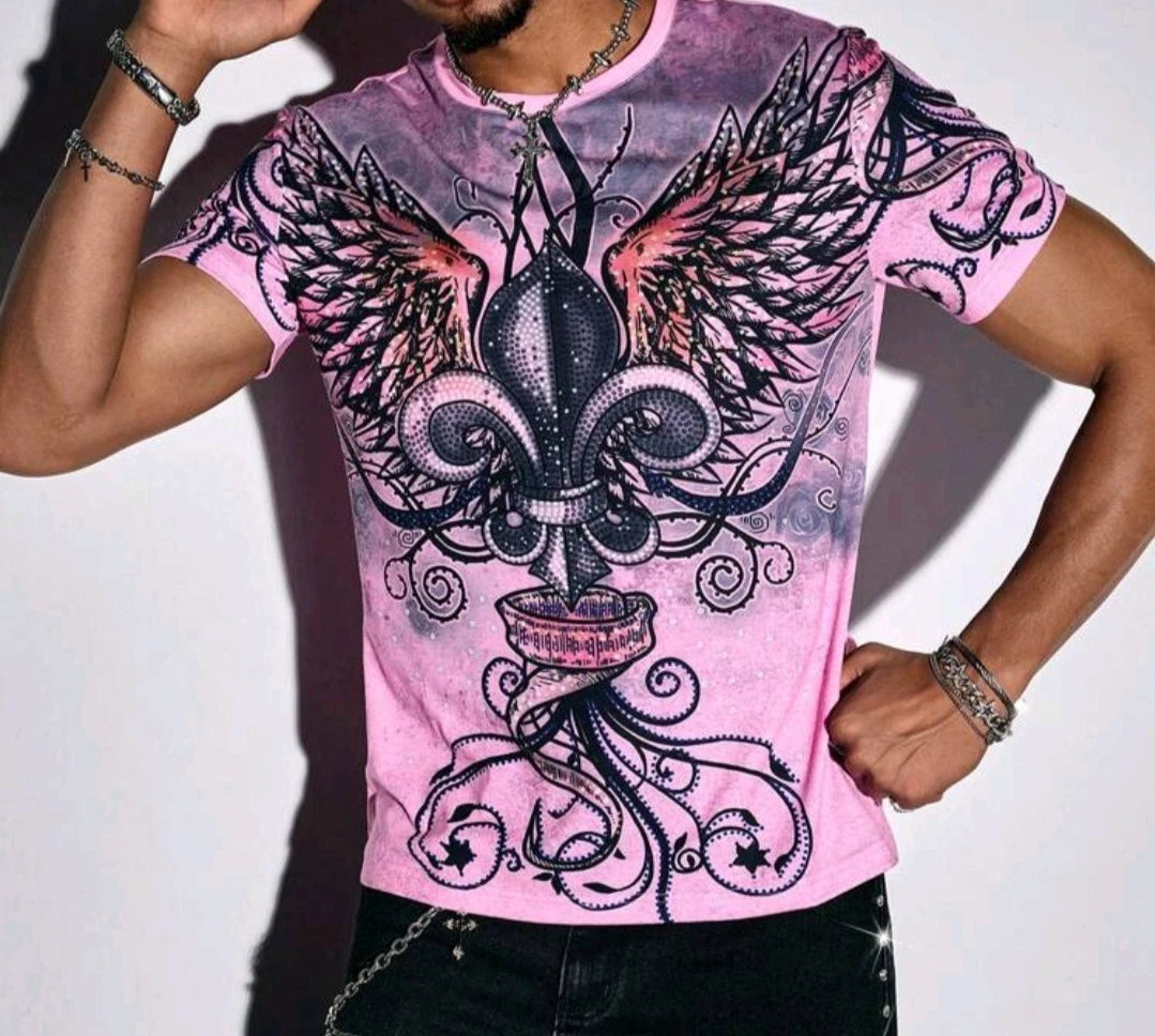 New Men Luxury Wings Fashion Colorful T-Shirt High Quality