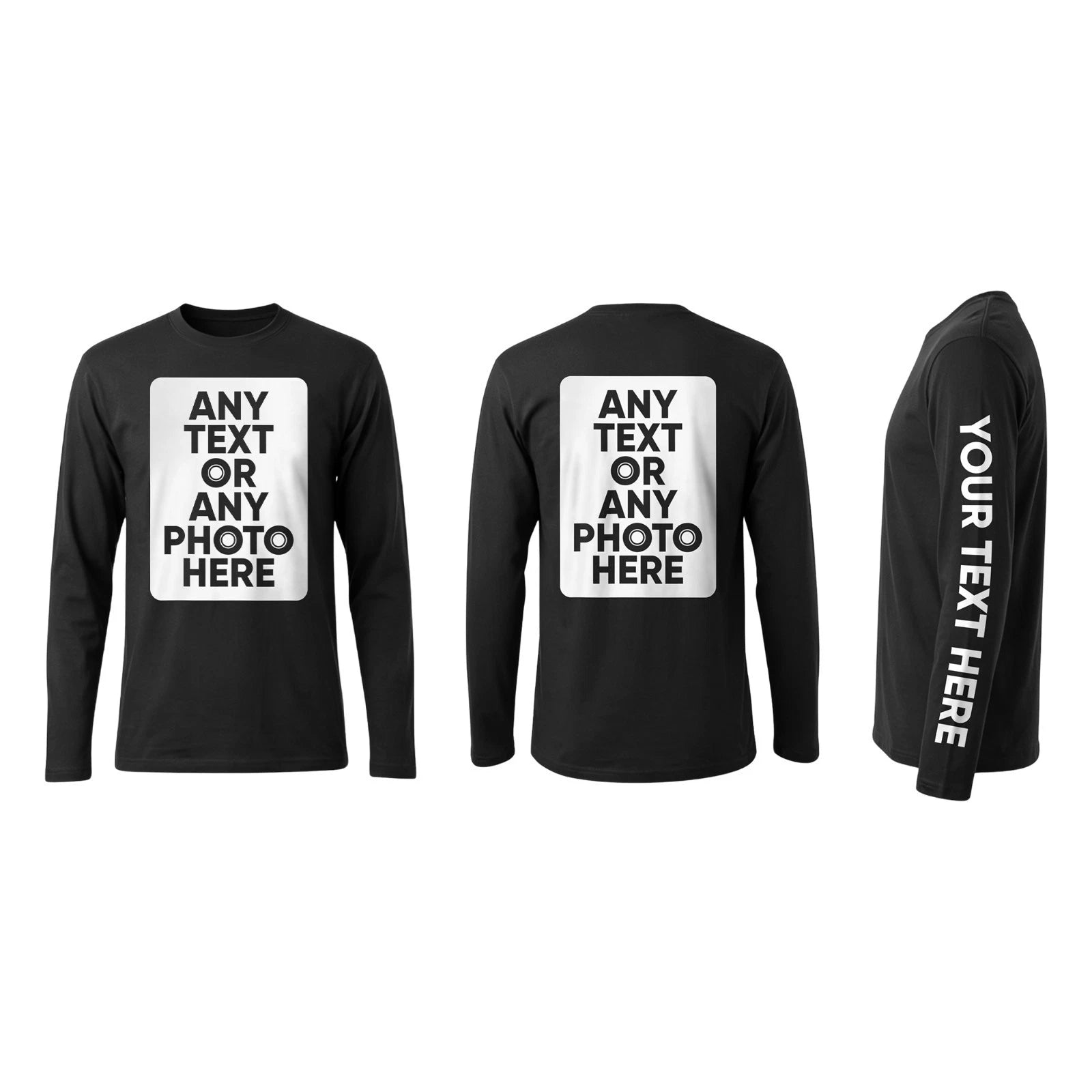Personalised Long Sleeve T-Shirt – Custom Printed Name Image & Logo Tee