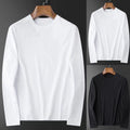 Mens Long Sleeve Casual T Shirt Solid Color Round Neck Undershirts Pullover